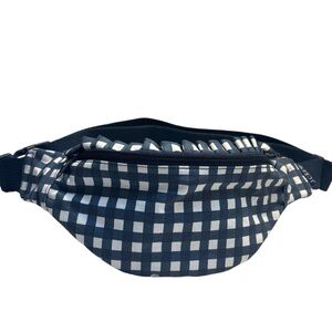NWOT J. Crew Belt Bag Navy and White Gingham Ruffle Fanny Pack Crossbody Cotton